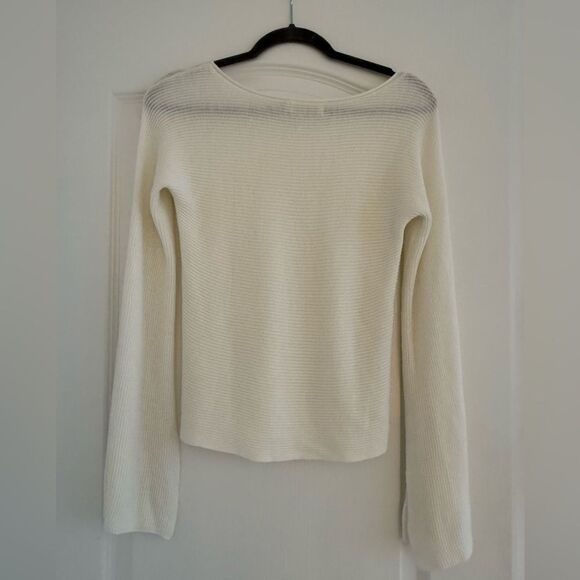 RAMY BROOK Cream Crew Neck Sweater with Smooth Knit - Picture 2 of 5